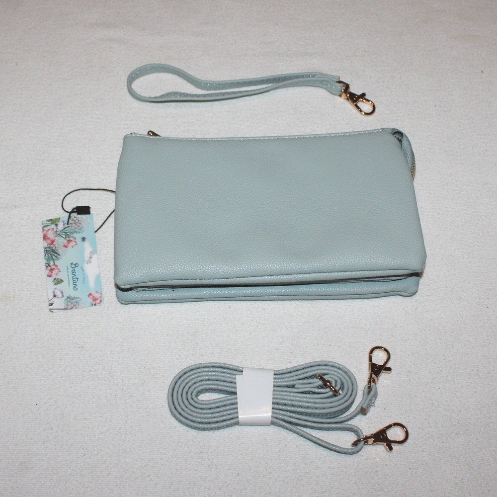 Brentano multi-pocket Crossbody Wristlet bag Opal Blue Vegan Leather CJ21118 NEW